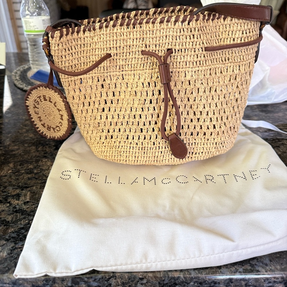 Stella McCartney Beige and Brown Woven Shoulder Bag